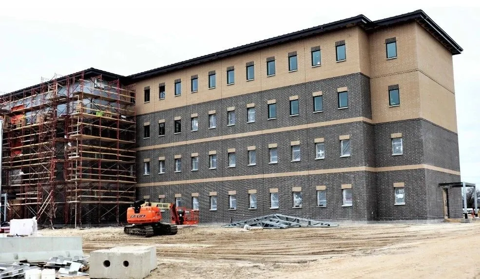 Four story Air Force dormitory building under construction